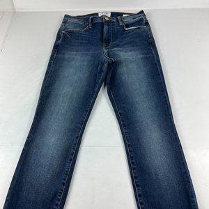 Frame Jeans Women's 27 Le High Skinny Fit Ankle Blue Faded Whisker Stretch Denim